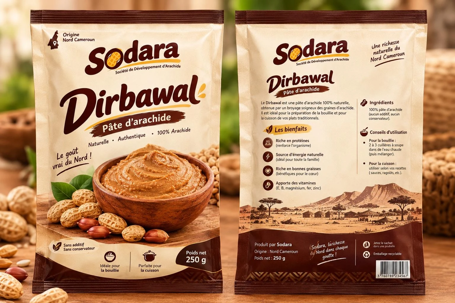 Sachet Dirbawal, pâte d’arachide Sodara