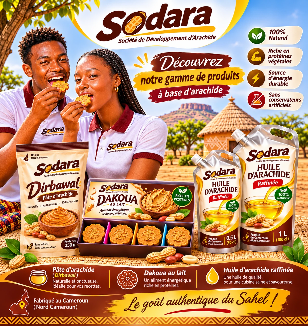 Présentation de la gamme Sodara : Dakoua au lait, pâte d’arachide Dirbawal et huile d’arachide